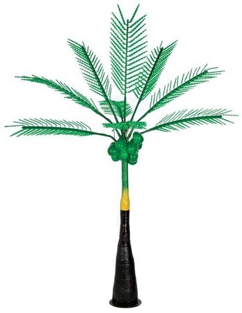L-145010 12.5' LED Palm Tree With Coconuts - Brown Trunk - 2,304 Green LED Lights - 12 Fronds Metal Base - Adaptor Included  