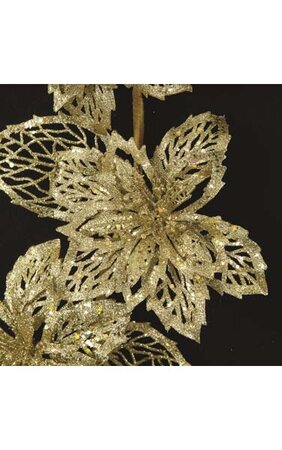 6' Glittered Flower Garland Gold