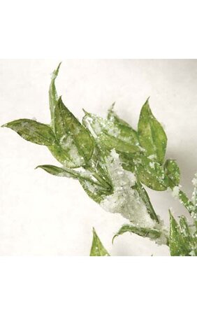 6' Plastic Snowy Ice Leaf Garland Green/White