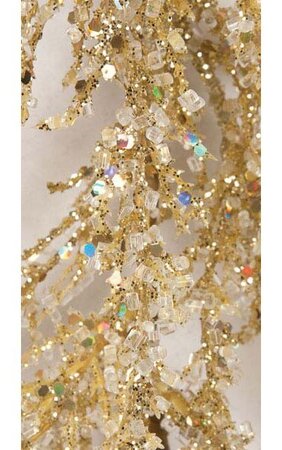 6' Plastic Glittered Pine Garland White/Gold