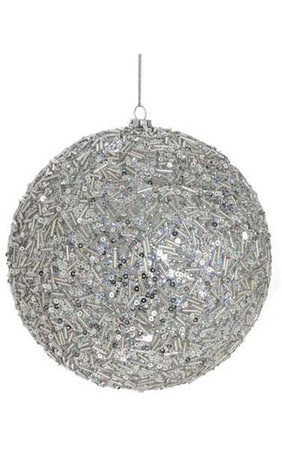 Beaded/Glittered Ball - Silver