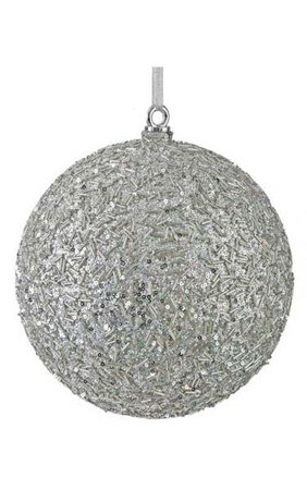 Beaded/Glittered Ball - Silver