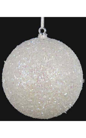 Beaded/Glittered Ball White
