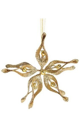 Glittered Star with Beads - Gold