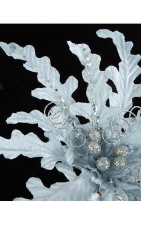 15" Velvet/Sequined Poinsettia Baby Blue