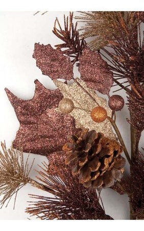 31" Glittered Ball/Cone Spray Copper/Brown