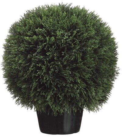 EF-823  20 inches Tall 17 inches Wide Grass Cedar Ball Topiary in Pot  Green Indoor/Outdoor