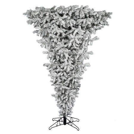 7.5 feet x 58 inches Flocked UpsideDown tree with 600 Dura Lights