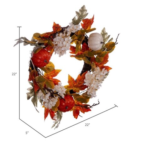 22" Fall Pumpkin Hydrangea Wreath