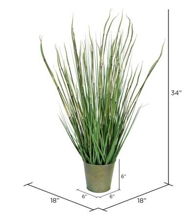 34 inches Green Reed Grass In Iron Pot