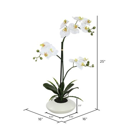 25" White Potted Orchid