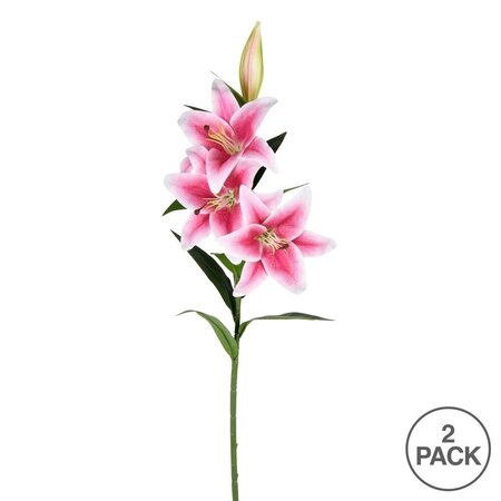 36" Pink Lily Spray 2/pk