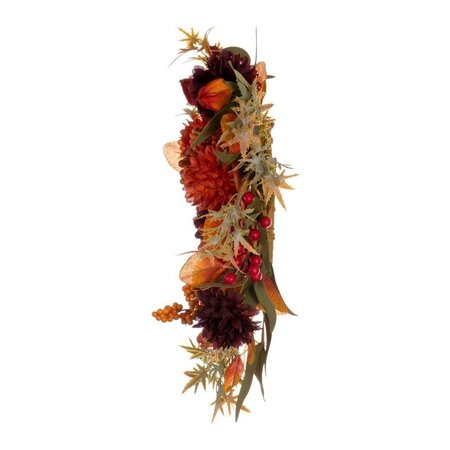 14" Orange/Burgundy Mum/Lantern Wreath