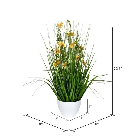 22.5" Yellow Potted Cosmos Grass