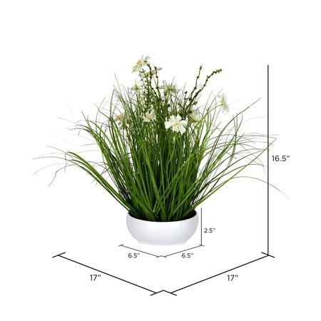 16.5" Cream Potted Cosmos Grass