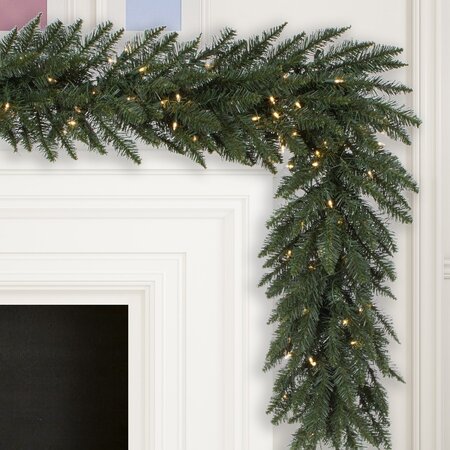 9' X 16" W Camdon Fir Artificial Christmas Garland with Warm White LED Mini Lights