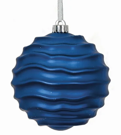 Earthflora's 6 Inch Matte Wavy Ball Ornament - Burgundy, Blue, Purple, Silver