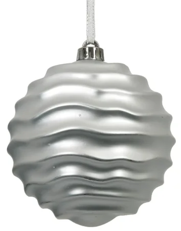 Earthflora's 6 Inch Matte Wavy Ball Ornament - Burgundy, Blue, Purple, Silver