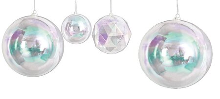 Transparent Iridescent Ball Ornaments In 4 Sizes