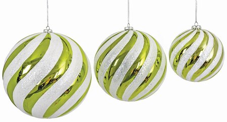 Reflective/Glittered Twill Ball Ornaments In 3 Colors