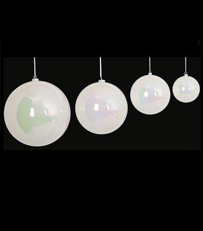 Iridescent Pearl White Ball Ornaments | 4" to 15" Sizes