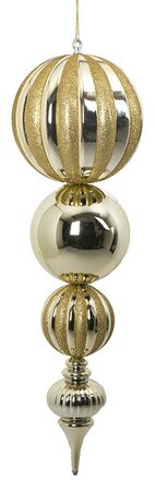 32 Inch X 10 Inch Reflective Finial Ornament With Glitter - Red, Gold, Or Silver