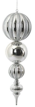 32 Inch X 10 Inch Reflective Finial Ornament With Glitter - Red, Gold, Or Silver