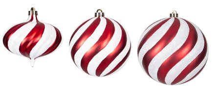 Matte Red And Glitter White Twill Onion Or Ball Ornament
