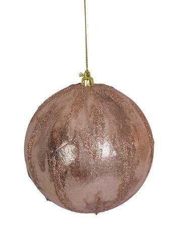 ROSE GOLD GLITTER BALL ORNAMENT | 4 INCH OR 5 INCH SIZES