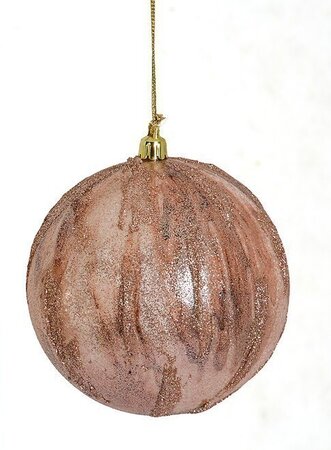 ROSE GOLD GLITTER BALL ORNAMENT | 4 INCH OR 5 INCH SIZES