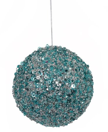 MIXED SEQUINED BLUE/SILVER BALL ORNAMENTS | 4 INCH OR 6 INCH SIZES