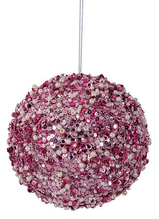 Mixed Pink Beaded Sequined Ball Ornaments | 4 Inch or 6 Inch