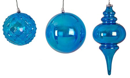 Blue Iridescent Ball Or Finial Ornaments | 5 Inch Or 6 Inch Ball Or 10 Inch Finial