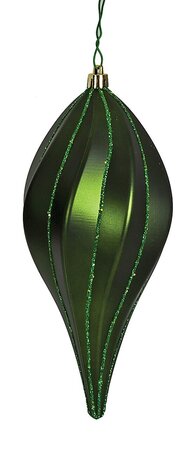 8" Matte/Glitter Swirl Finial Ornament | Red, Green, Gold, Silver, Rose Gold, White, Burgundy, Bl...
