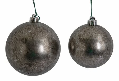 Dark Silver Antique Ball Ornaments | 5 Inches Or 6 Inches