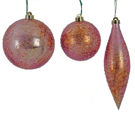 Iced Copper/Pink Ball Or Finial Ornaments | 5 Inch Ball, 6 Inch Ball, 10 Inch Finial