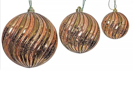 ROSE GOLD/CHAMPAGNE/OLIVE GLITTERED SWIRL BALL ORNAMENTS | 4 INCH, 6 INCH, OR 8 INCH SIZES