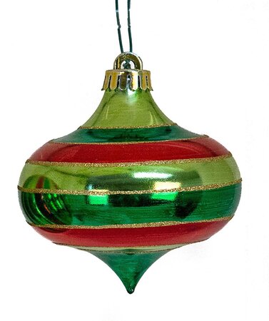 Reflective Red/Green Striped With Gold Glitter | 5 Inch Onion, 6 Inch Pumpkin Ball, Or 10 Inch Final