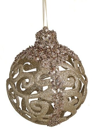 6 INCH CHAMPAGNE GOLD GLITTER/SEQUINED BALL
