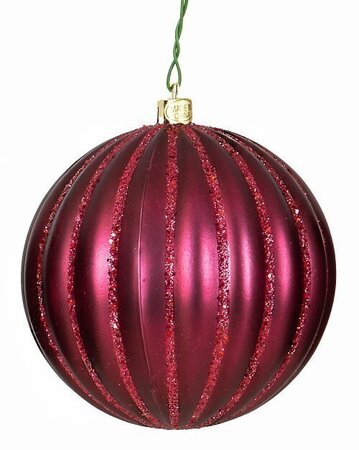 MATTE BURGUNDY PUMPKIN BALL WITH GLITTER | 4 INCH OR 8 INCH