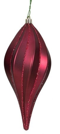 8" Matte/Glitter Swirl Finial Ornament | Red, Green, Gold, Silver, Rose Gold, White, Burgundy, Bl...