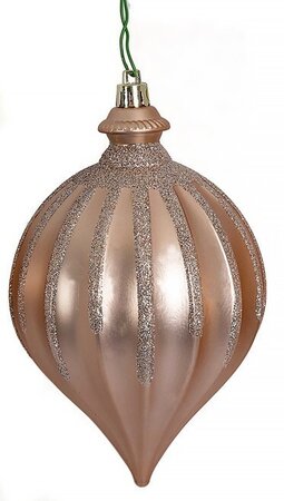 6" x 4" Matte Onion Finial with Glitter Ornament | Red, Dk. Green, Gold, Silver, Rose Gold, Burgu...