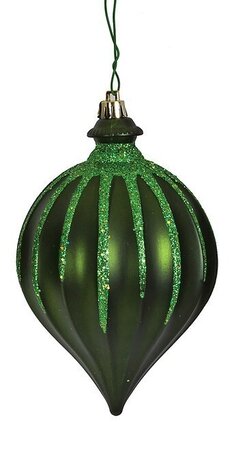 6" x 4" Matte Onion Finial with Glitter Ornament | Red, Dk. Green, Gold, Silver, Rose Gold, Burgu...