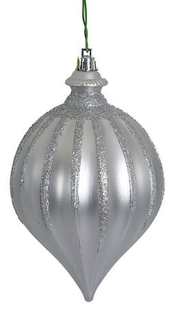 6" x 4" Matte Onion Finial with Glitter Ornament | Red, Dk. Green, Gold, Silver, Rose Gold, Burgu...