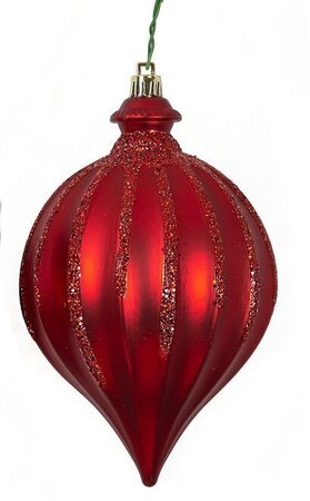 6" x 4" Matte Onion Finial with Glitter Ornament | Red, Dk. Green, Gold, Silver, Rose Gold, Burgu...