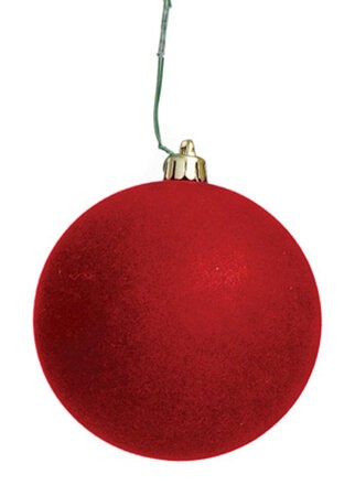 4" Flocked Ball Ornament | Red, Green, Silver, Black
