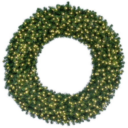 10 Foot  Grand Teton Artificial Christmas Wreath with 3820 PVC Tips and 1200 Warm White LED Wide ...