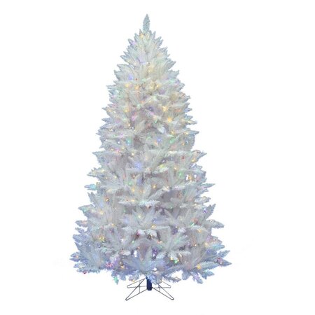 7.5 feet x 52 inches Sparkle White Spruce Artificial Christmas Tree with 1257 PVC tips, 750 Multi-Colored Italian LED lights, and a white cord