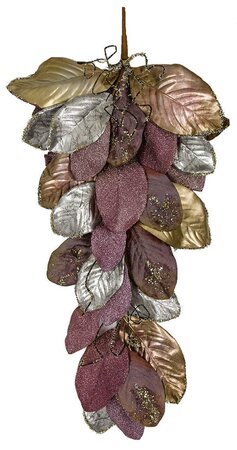 Purple Metallic/Velvet/Glittered Magnolia Leaf Swag, Spray, Or Garland