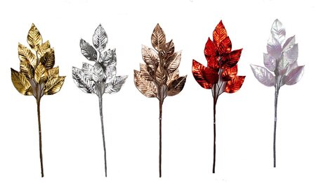 34 INCH METALLIC MAGNOLIA SPRAY | RED, SILVER, GOLD, ROSE GOLD, TEAL/SILVER, OR IRIDESCENT